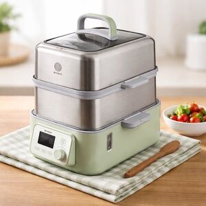 Buydeem G563-G501 Stainless Steel Electric Food Steamer in Mint Green Box NWOT